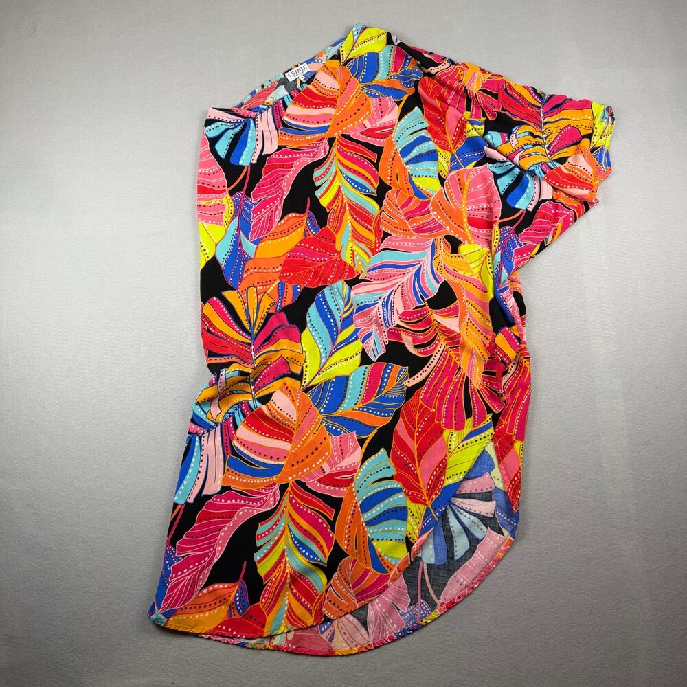 1.STATE Colorful Abstract Leaf Print Dress - Medium